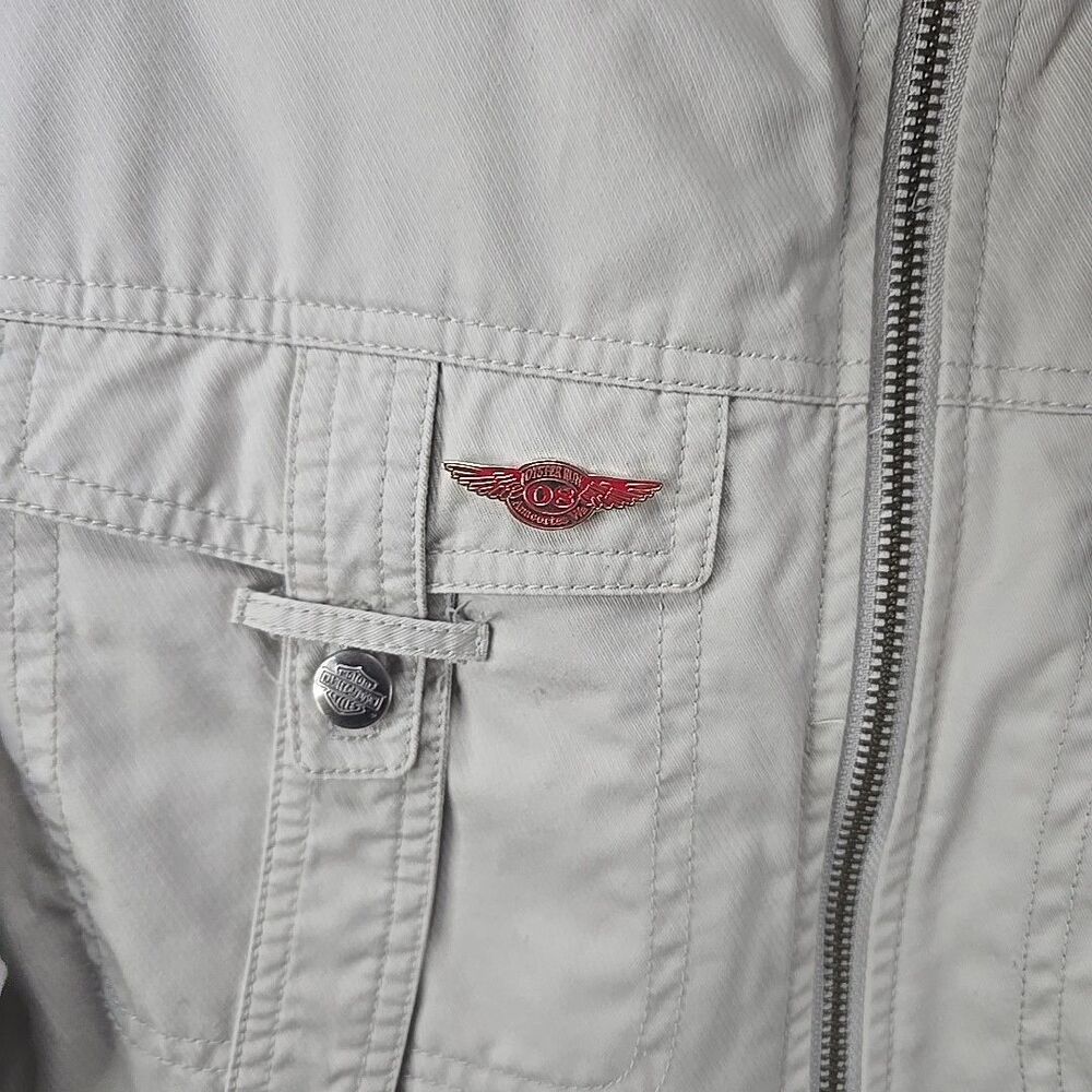 Harley-Davidson Lightweight Belted Khaki Jacket Tan Coat Womens Sz XL Y2K - Picture 6 of 16